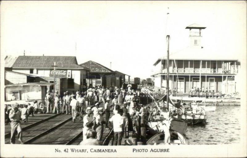 Caimanera Cuba Crowded Wharf Scene Real Photo Postcard spg