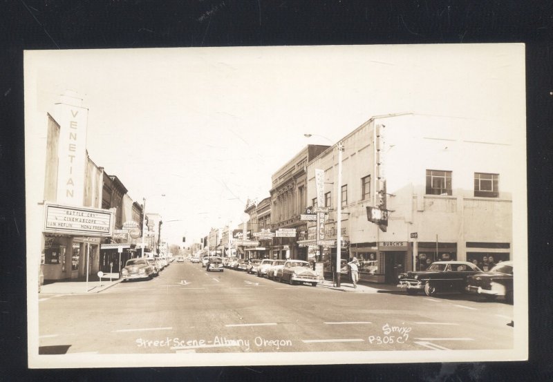 RPPC ALBANY OREGON DOWNTOWN STREET SCENE OLD CARS REAL PHOTO POSTCARD