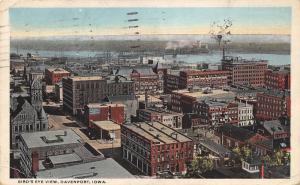 Davenport Iowa~Bird's Eye View Overlooking City~River in Background~1919 Pc