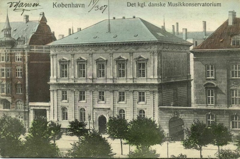 denmark, COPENHAGEN KØBENHAVN, Det Kgl. Danske Musikkonservatorium 1907 Postcard