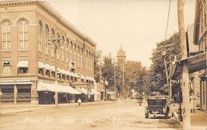 Saco ME Main Street Business District Drug Store Old Car RPPC Postcard