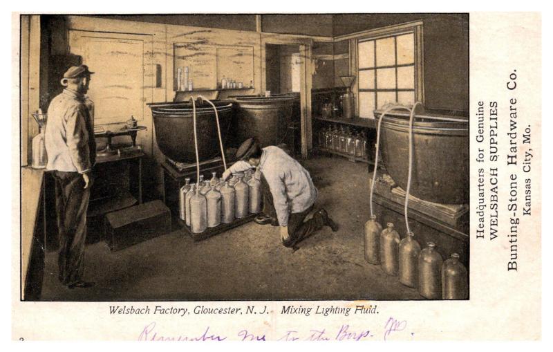 New Jersey  Gloucester ,  Welsbach Factory , Mixing Lighter Fluid,   