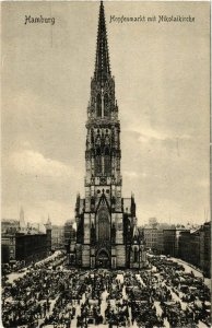 CPA AK Hamburg- Hopfenmarkt mit Nikolaikirche GERMANY (889919)