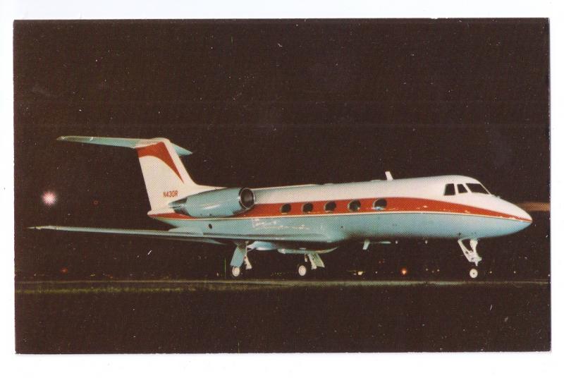 Grumman Gulfstream II Jet Aircraft Aviation Vintage Postcard Airplane Night