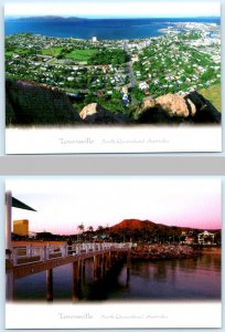 2 Postcards TOWNSVILLE, North Queensland Australia~CASTLE HILL VIEW Strand 4x6