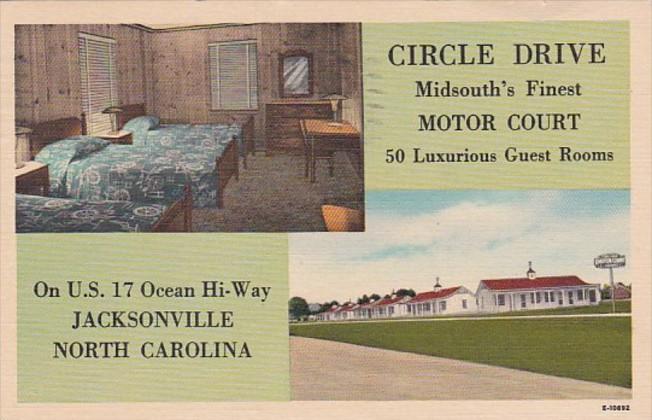 North Carolina Jacksonville Circle Drive Motor Court 1951