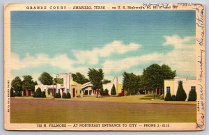 Amarillo Texas~Grande Court Northeast Entrance to City~Vintage Linen Postcard