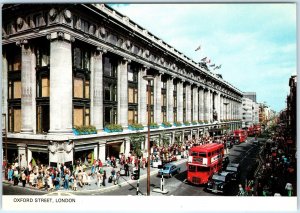 c1970s London, England Oxford Street Dept Stores Red Buses Crowds Chrome 4x6 M23