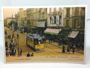 Nancy En 1900 Street Tram At  Rue Saint Dizier Point Central Repro Postcard