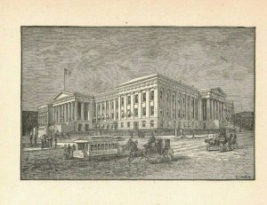 Circa 1890's Washington DC Capitol Buildings Victorian Engraving 2v1-76d 