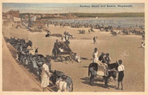 Donkey Stand & Beach, Weymouth, Dorset, England c1920s Vintage Postcard