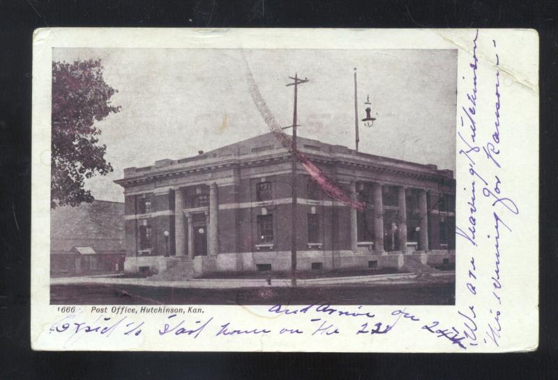 HUTCHINSON KANSAS POST OFFICE BUILDING DOWNTOWN ANTIQUE VINTAGE POSTCARD