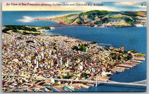 Vtg San Francisco California CA View of Golden Gate Oakland Bay Bridges Postcard