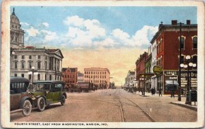 Fourth Street East From Washington Marion Indiana Vintage Postcard C063