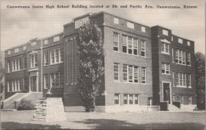 Postcard Osawatomie Junior High School Bldg Osawatomie Kansas KS