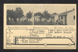 MITCHELL SOUTH DAKOTA SD WHITE HOUSE CAMP MODERN CABIN ADVERTISING POSTCARD