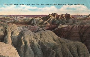 Vintage Postcard Freak Rock Big Foot Pass Badlands Monument South Dakota SD