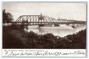 c1910's Government Bridge Rock Island Davenport Iowa IA Antique Postcard 