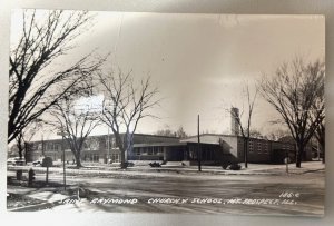 Saint Raymond Shurch & School Mt. Prospect IL Real Photo Postcard PC261