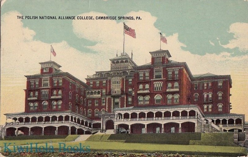 Postcard Polish National Alliance College Cambridge Springs PA