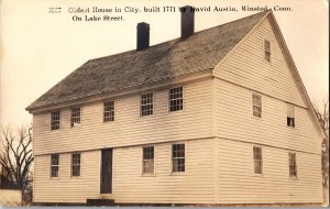 RPPC Lake Street, Oldest House in Winsted CT Vintage Postcard M80