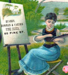 1880s Hughes Bowman & Carter Fine Shoes Lovely Ladies Painting Set Of 4 F21