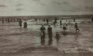 c. 1905 Galveston TX Beach Postcard Texas People Bathing Suits