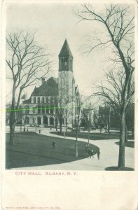 Albany New York City Hall, People 1907 UDB B&W Postcard