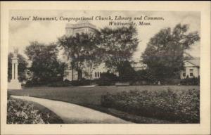 Whitinsville MA Church Monument Library Common c1910 Postcard