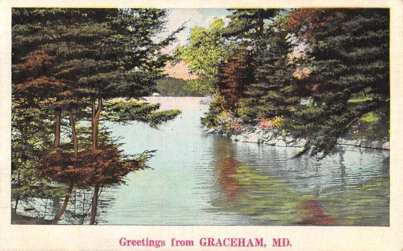 Graceham Maryland River Waterfront Greeting Antique Postcard K80481