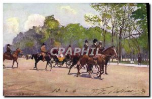 Postcard Old Paris Bois De Boulogne Horse Horses