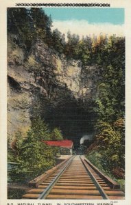 VIRGINIA, 1910-20s; Natural Tunnel, Train coming down Tracks out of tunnel