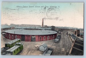 c1908 Waterloo Iowa IA Postcard Illinois Central Round House Shop Exterior View