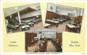 Buffalo New York Laube Cafeteria Interior 1920s Doelman postcard 8586
