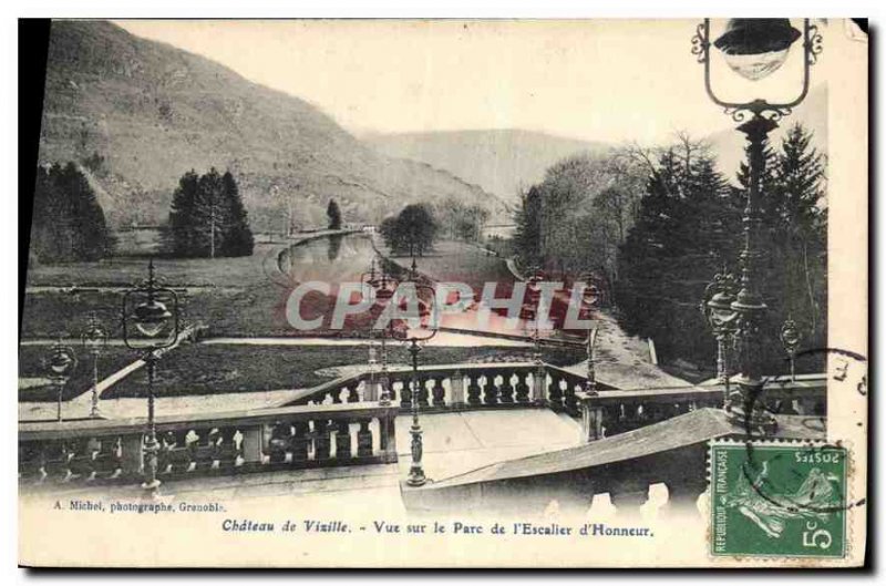 Old Postcard Chateau de Vizille Veu on the Stairway of Honor Park