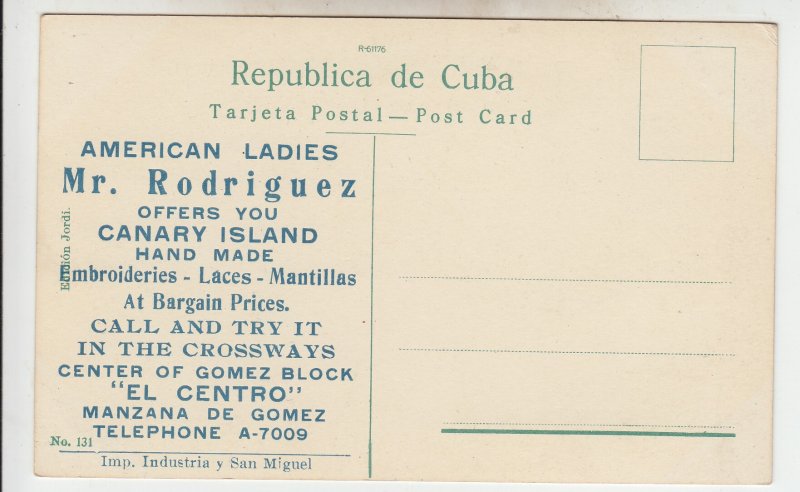 P1924  old postcard cuba advertizing mr. rodrigues, havana india monument unused