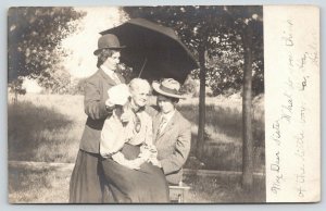 Manton MI Helen Disappointed~Missed Sis on Sunday~Needs Umbrella & Fan~RPPC 1907 