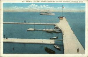 Lakeside OH Dock & Steamer Boat Chippewa c1920s Postcard