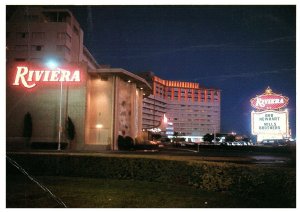 Riviera Hotel Las Vegas w Sign Bob Newhart Mills Brothers Vintage Postcard 4 x 6