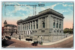 1919 Public Library Fourth Avenue Madison Road St. Seattle Washington Postcard 