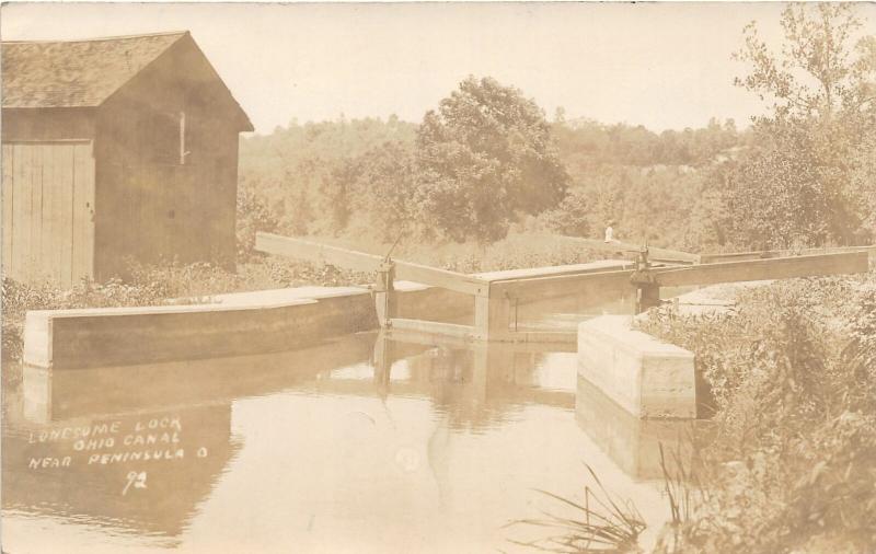 F62/ Peninsula Ohio RPPC Postcard c1910 Lonesome Lock Ohio Canal