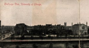 Two Panel  University of Chicago  Illinois  Bird's-eye View  Postcard  1907