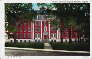 Hughes Memorial Hospital Danville Virginia Linen Postcard C089