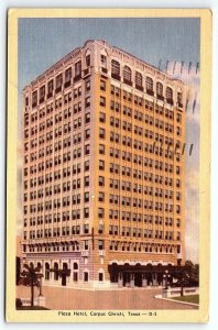 1940s CORPUS CRISTI TEXAS PLAZA HOTEL TX STREET VIEW LINEN POSTCARD P2088