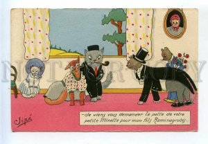 521808 JIPE Dressed Puss CAT Gentleman Vintage postcard