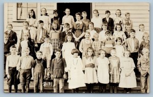 c1910's Children At School RPPC Photo Unposted Antique Postcard