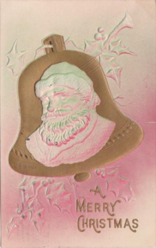 Christmas Santa Claus On Gold Bell 1907