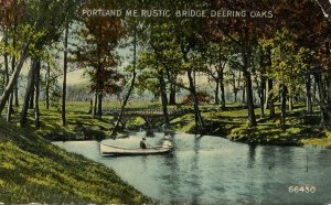 ME - Portland. Rustic Bridge at Deering Oaks