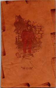 Leather Prisoner Ball and Chain Striped Suit 30 Days Jail Vintage Postcard U05