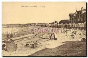 Old Postcard Courseulles Sur Mer Beach